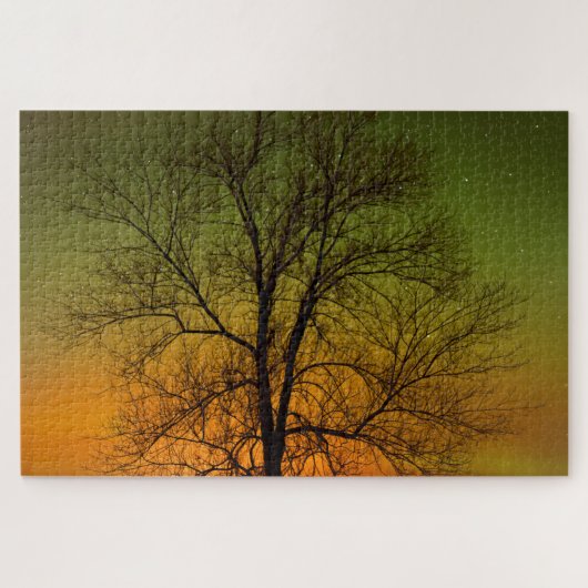 Aurora Borealis & Baum der Schwarzpappel Puzzle (Horizontal)