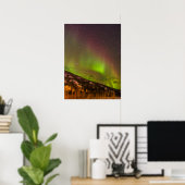 Aurora Borealis | Berge Fairbanks Alaska Poster (Heimbüro)