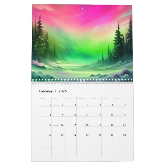 Aurora Borealis Calendar Kalender (Feb 2026)