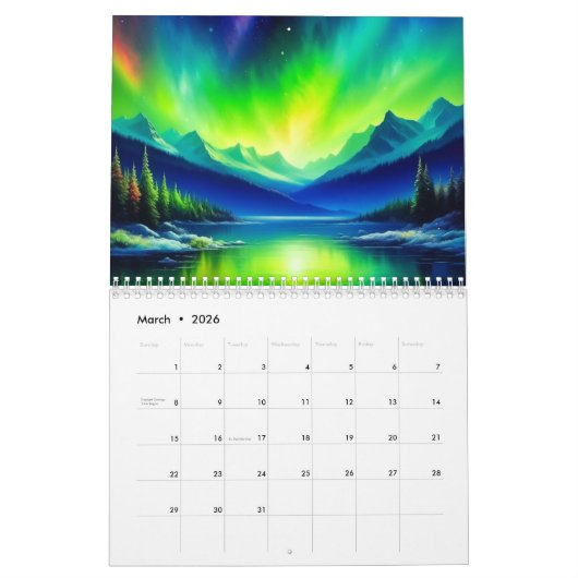 Aurora Borealis Calendar Kalender (Mär 2026)