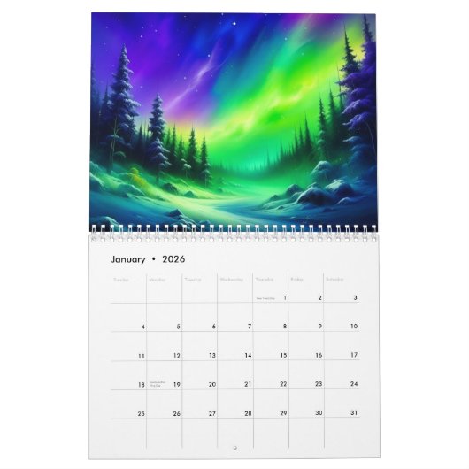 Aurora Borealis Calendar Kalender (Jan 2026)