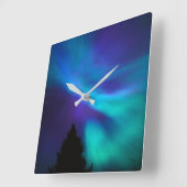 Aurora Borealis | Canada Ontario Sudbury Quadratische Wanduhr (Winkel)