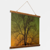 Aurora Borealis & Cottonwood Tree Wandteppich Mit Holzrahmen (Gewinkelt)