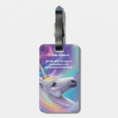 Aurora Borealis Fantasy Rainbow Glitzer Unicorn Gepäckanhänger (Rückseite vertikal)