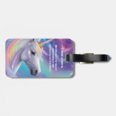 Aurora Borealis Fantasy Rainbow Glitzer Unicorn Gepäckanhänger (Rückseite horizontal)