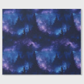 Aurora Borealis Forest Space Landschaft Geschenkpapier (Flach)