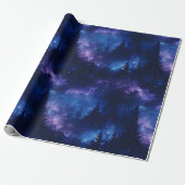 Aurora Borealis Forest Space Landschaft Geschenkpapier (Ungerollt)