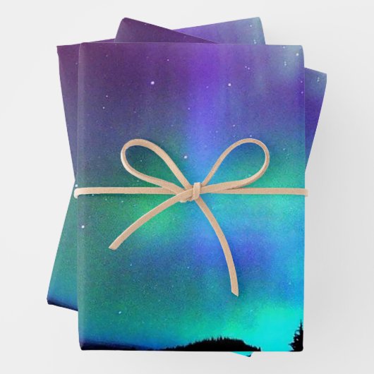 Aurora borealis geschenkpapier set (Beispiel)
