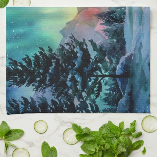 Aurora Borealis Geschirrtuch (Gefaltet)