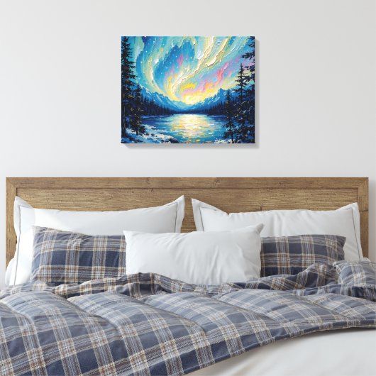Aurora Borealis Glow Premium Wrapped Canvas Wall A Leinwanddruck (Insitu (Schlafzimmer))