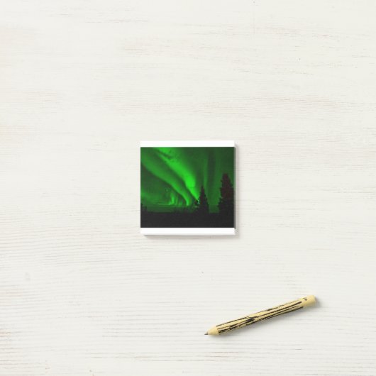 Aurora-borealis-Grün Post-it Klebezettel (Auf Schreibtisch)