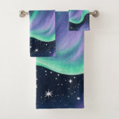 Aurora Borealis, grün und Lila Badhandtuch Set (Insitu)