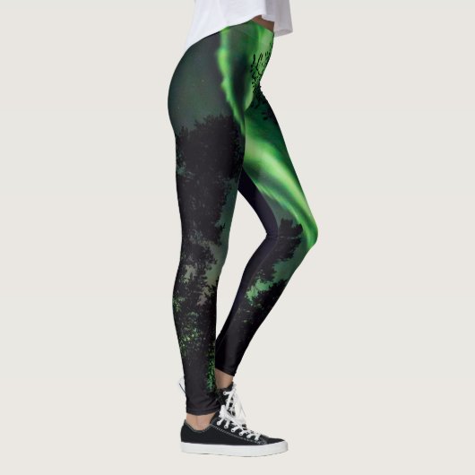 Aurora borealis in finnischem Lappland Leggings (Rechts)