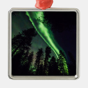 Aurora borealis in finnischem Lappland Silbernes Ornament