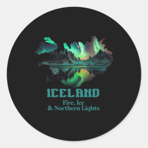 Aurora-Borealis-Insel-Natur-Feuer-Eis-Camping-Wand Runder Aufkleber