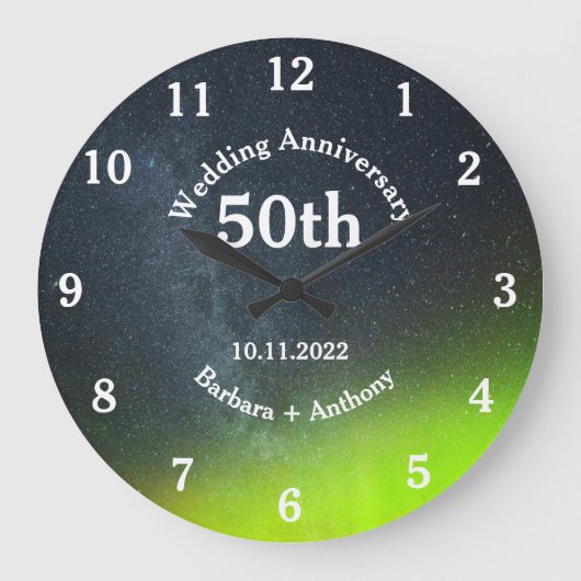 Aurora Borealis La Golden Wedding Große Wanduhr (Vorderseite)