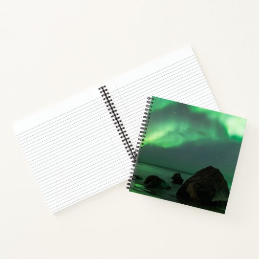 Aurora Borealis Lofoten Beach Norway Notizblock (Innenseite)
