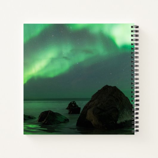 Aurora Borealis Lofoten Beach Norway Notizblock (Rückseite)