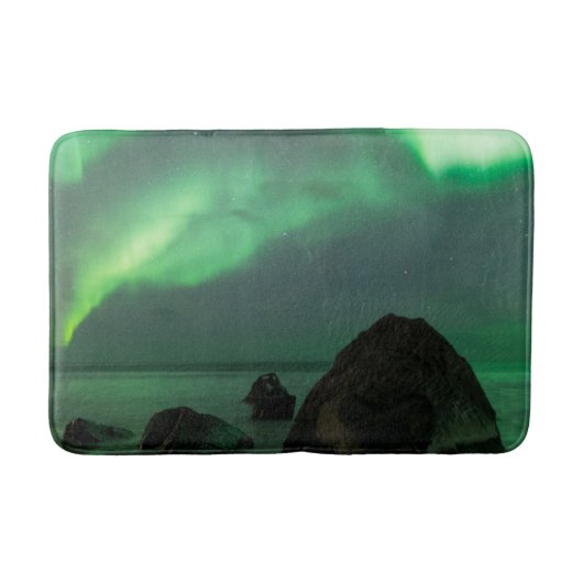 Aurora Borealis | Lofoten Beach Norwegen Badematte (Vorderseite)