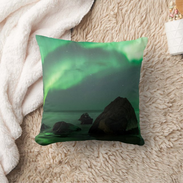 Aurora Borealis | Lofoten Beach Norwegen Kissen (Decke)