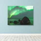 Aurora Borealis | Lofoten Beach Norwegen Leinwanddruck (Insitu (Holzboden))