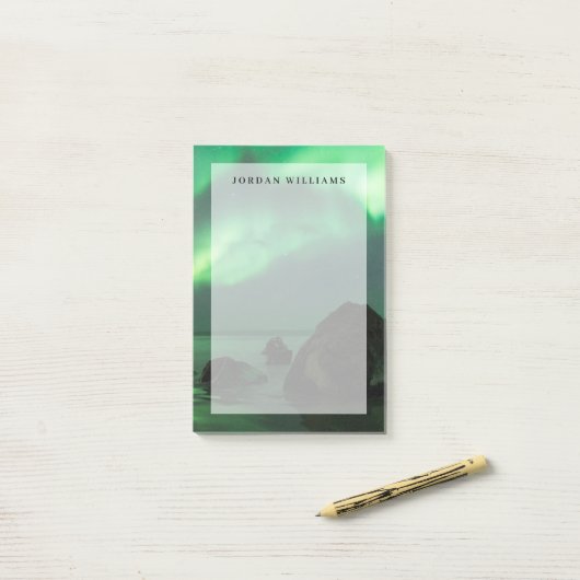 Aurora Borealis | Lofoten Beach Norwegen Post-it Klebezettel (Auf Schreibtisch)