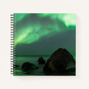 Aurora Borealis Lofoten Strand Norwegen Notizblock