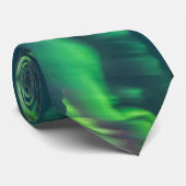 Aurora Borealis Mystical Boho Green Blue Neck Tie Krawatte (Gerollt)