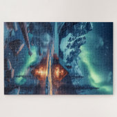 Aurora Borealis Nordic Night Nature Landschaft Puzzle (Horizontal)