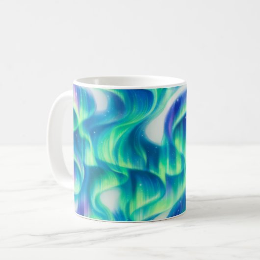 Aurora Borealis Nordlicht Abstractes Muster Kaffeetasse (Vorderseite Links)
