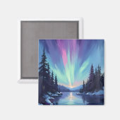 Aurora Borealis | Nordlicht Aquarell Magnet (Vorderseite/Rückseite)