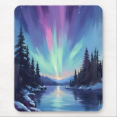 Aurora Borealis | Nordlicht Aquarell Mousepad (Vorne)