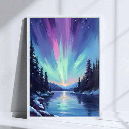 Aurora Borealis | Nordlicht Aquarell Poster