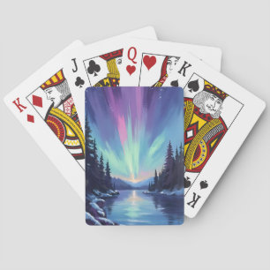 Aurora Borealis   Nordlicht Aquarell Spielkarten