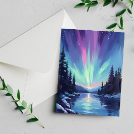 Aurora Borealis | Nordlicht Aquarellkarte