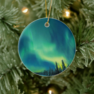 Aurora Borealis Nordlicht arktischer Nachthimmel C Keramik Ornament