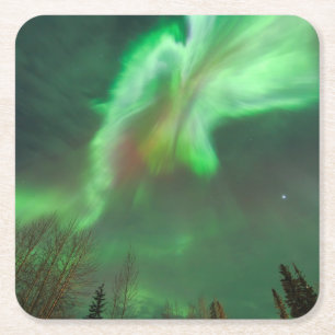 Aurora Borealis Nordlicht Fairbanks Rechteckiger Pappuntersetzer