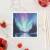 Aurora Borealis | Nordlicht Wasserfarbe Serviette (Beispiel)