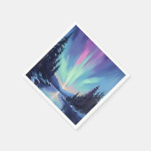 Aurora Borealis | Nordlicht Wasserfarbe Serviette (Ecke)