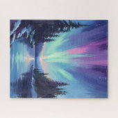 Aurora Borealis | Nordlichter Aquarell Puzzle (Horizontal)