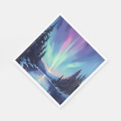 Aurora Borealis | Nordlichter Aquarell Serviette (Ecke)