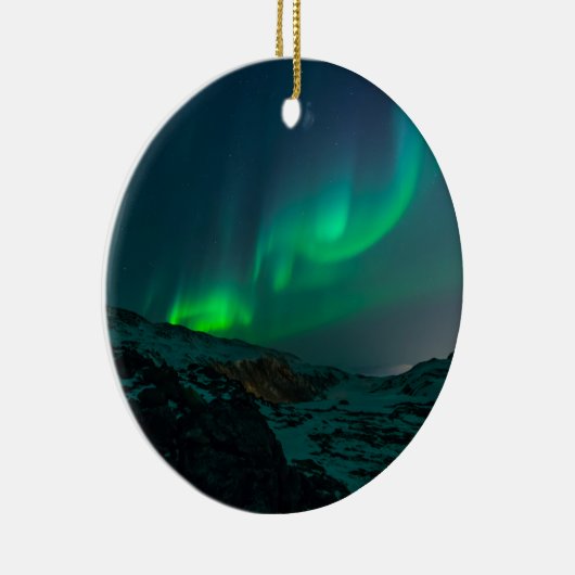 Aurora Borealis Nordlichter arktischer Nachthimmel Keramik Ornament (Rechts)
