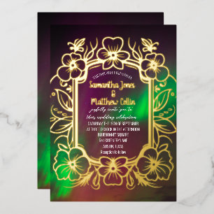 Aurora Borealis Nordlichter Goldfolie Hochzeit Folieneinladung