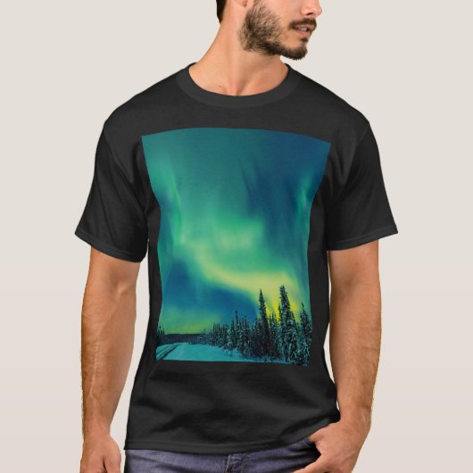 Aurora Borealis Nordlichter Norwegen Arktis T-Shirt (Vorderseite)