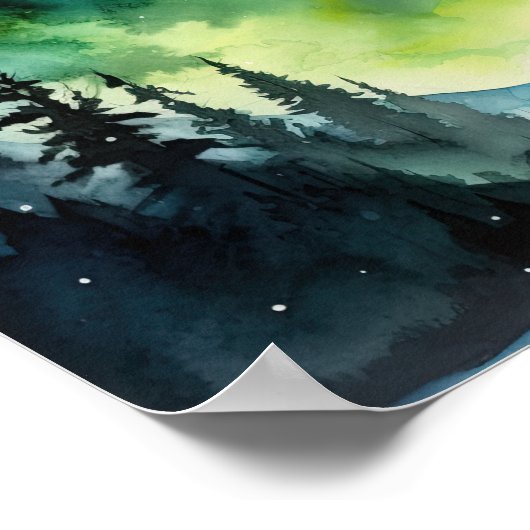 Aurora Borealis Northern Lights Art Print Poster (Ecke)