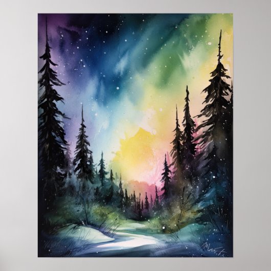 Aurora Borealis Northern Lights Art Print Poster (Vorne)