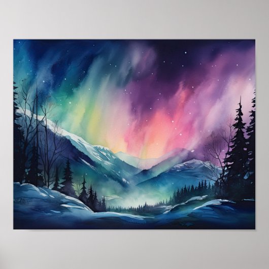 Aurora Borealis Northern Lights Art Print Poster (Vorne)