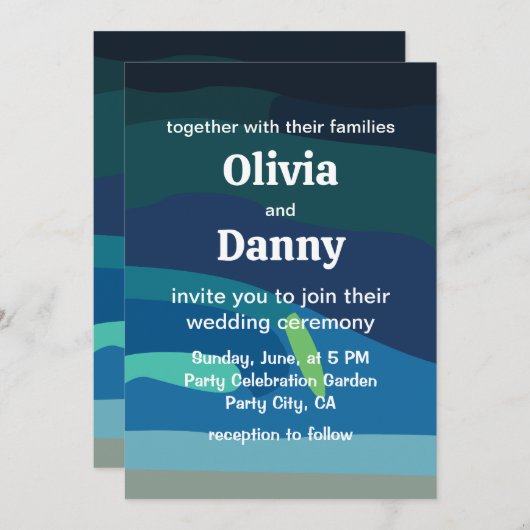 Aurora Borealis Northern Lights Celestial Wedding Einladung (Vorne/Hinten)