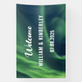 Aurora Borealis Northern Lights Green Wedding Ban Banner (Vertikal)