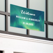 Aurora Borealis Northern Lights Grüne Hochzeit Banner (Äußeres Gebäude)